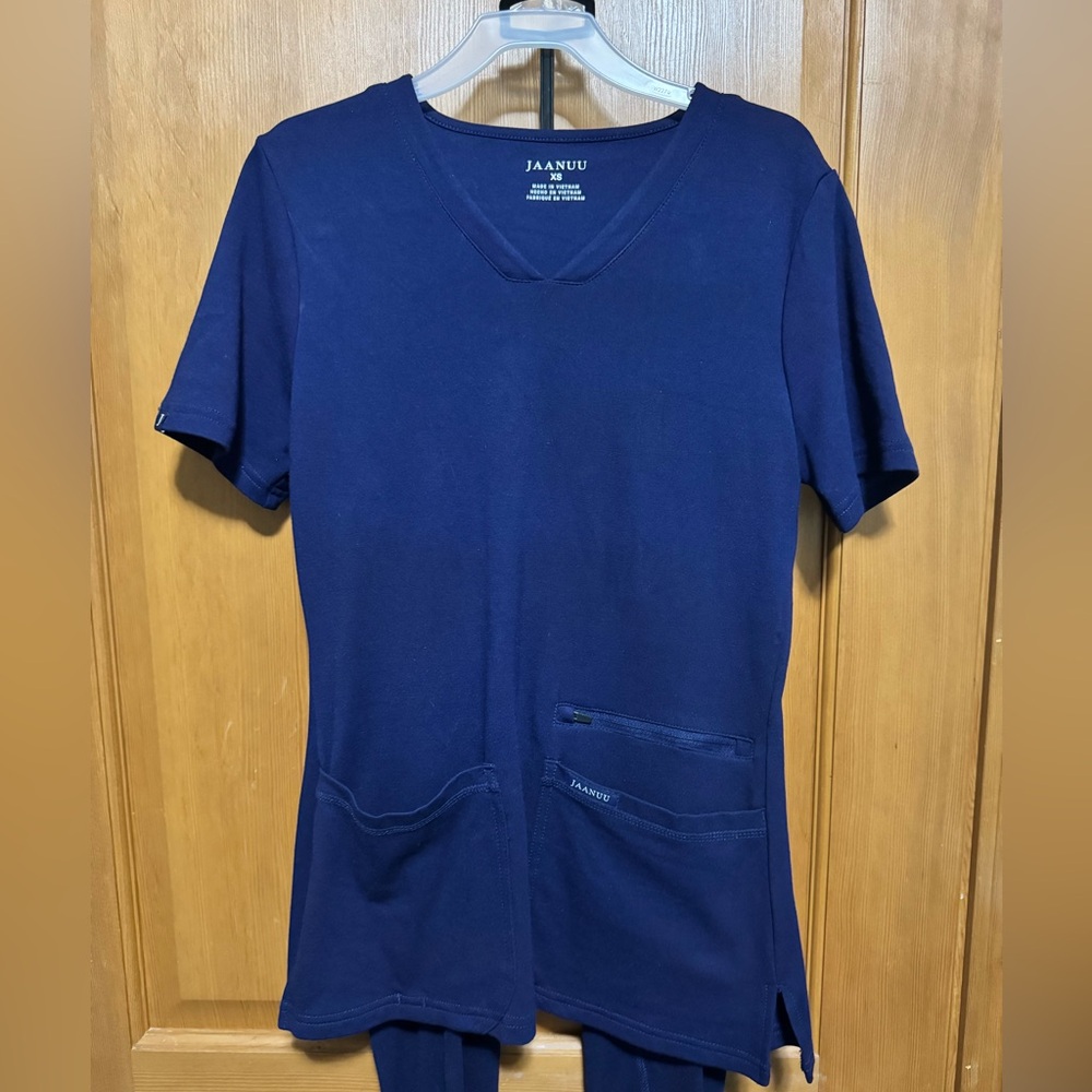 Jaanuu Navy Blue Yoga Scrub Top
